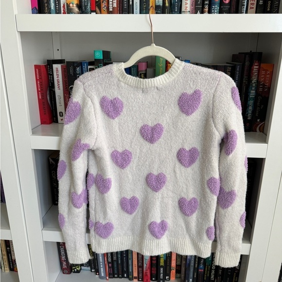 Cupcakes & Cashmere revolve purple fuzzy knit hearts kawaii pullover sweater - Picture 5 of 5